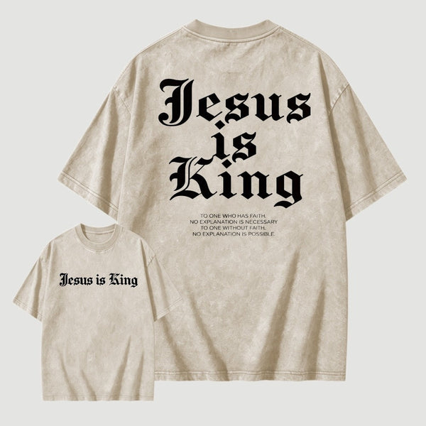 Jesus Is King Retro Washed Cotton T-Shirt