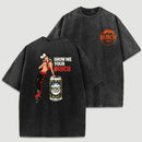 Pin Up Cowgirl Drinking Streetwear Washed T-Shirt
