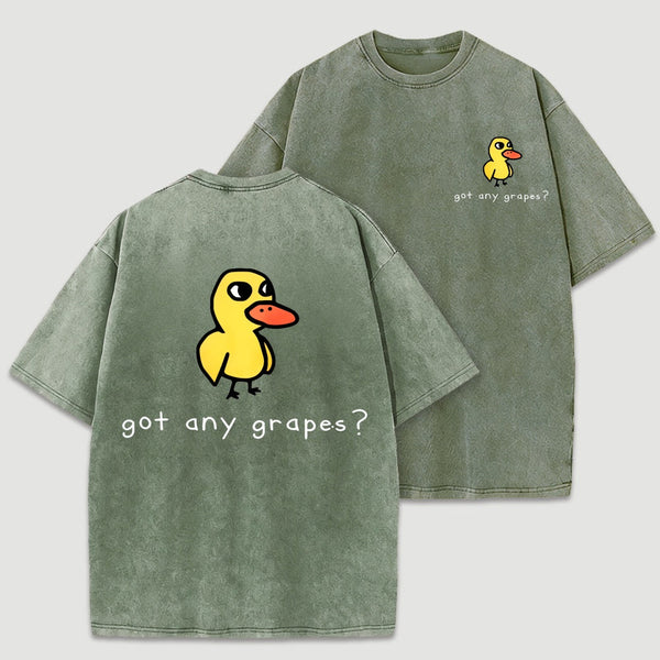 Retro Vintage Eat Grapes Duck Washed T-Shirt
