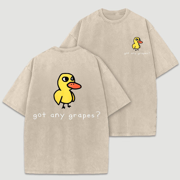 Retro Vintage Eat Grapes Duck Washed T-Shirt
