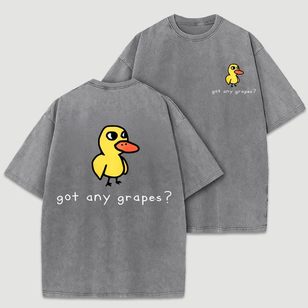 Retro Vintage Eat Grapes Duck Washed T-Shirt