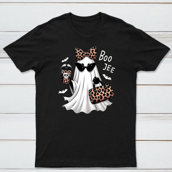 Boo-Jee Leopard Ghost Funny Fall Halloween T-Shirt