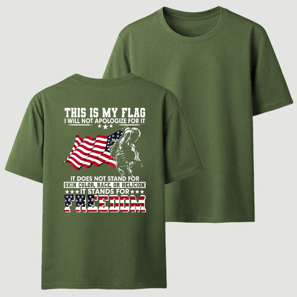 Soldier Silhouette USA Flag Patriotic T-Shirt