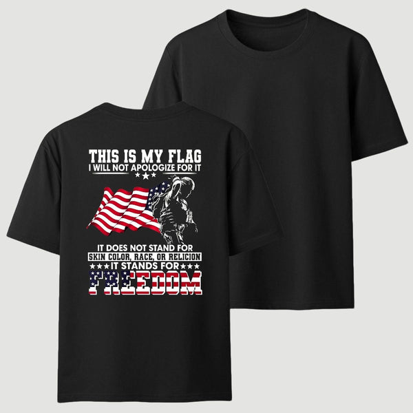 Soldier Silhouette USA Flag Patriotic T-Shirt