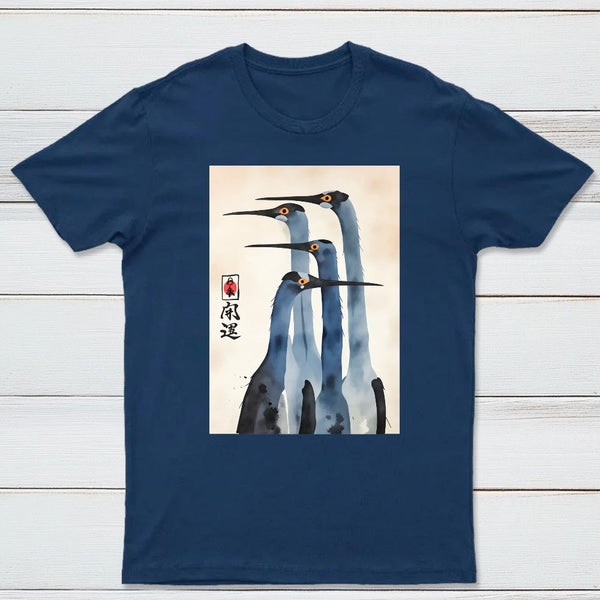 Three Cranes Standing Together In Harmony T-Shirt