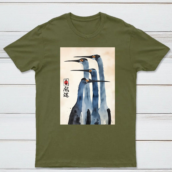 Three Cranes Standing Together In Harmony T-Shirt