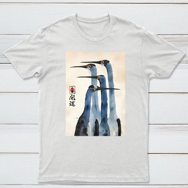Three Cranes Standing Together In Harmony T-Shirt